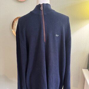Vineyard Vines Men's Quarter Zip Long Sleeve Sweater in Navy Blue Size Large